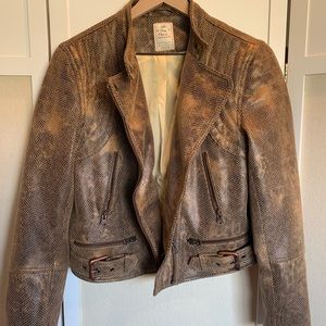 We The Free/ Free People Snake Skin Fenix Vegan Faux Leather Snake Moto Jacket S